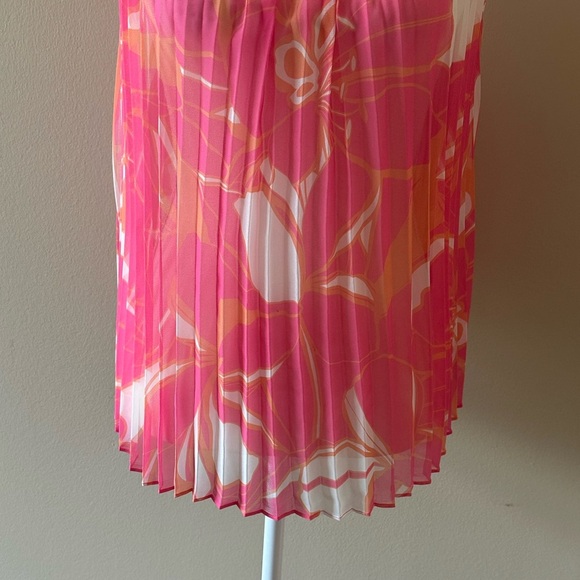 Milly Pink Orange Pleated Halter Blouse Silk Resort Vacation Luxe Top Size P - Picture 5 of 9